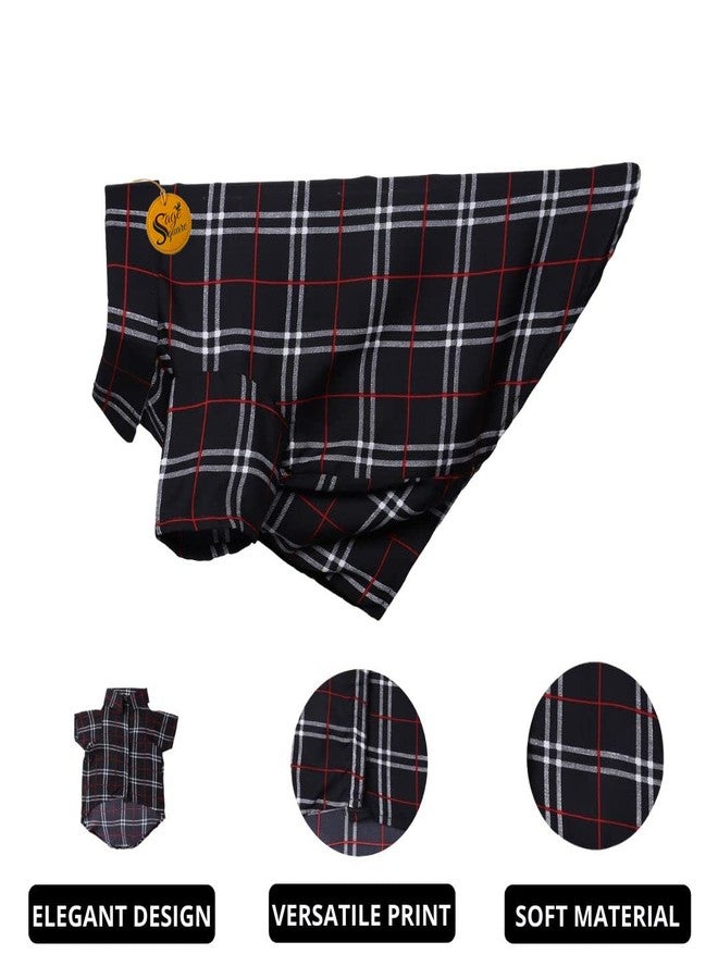 سايج سكوير قميص كلاب مطبوع عليه مربعات باللون الأخضر الزيتوني، قميص كلاب عصري، فائق النعومة وخفيف الوزن، ملابس كلاب مريحة وجيدة التهوية، زي عصري (مقاس متوسط - 16 بوصة) (طبعة مربعات سوداء) - Image 2